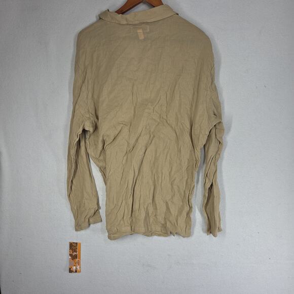 Vintage Urban Pipeline Mens Shirt XL Beige NWT Y2k Boho Beach Collared Grunge - Picture 2 of 14